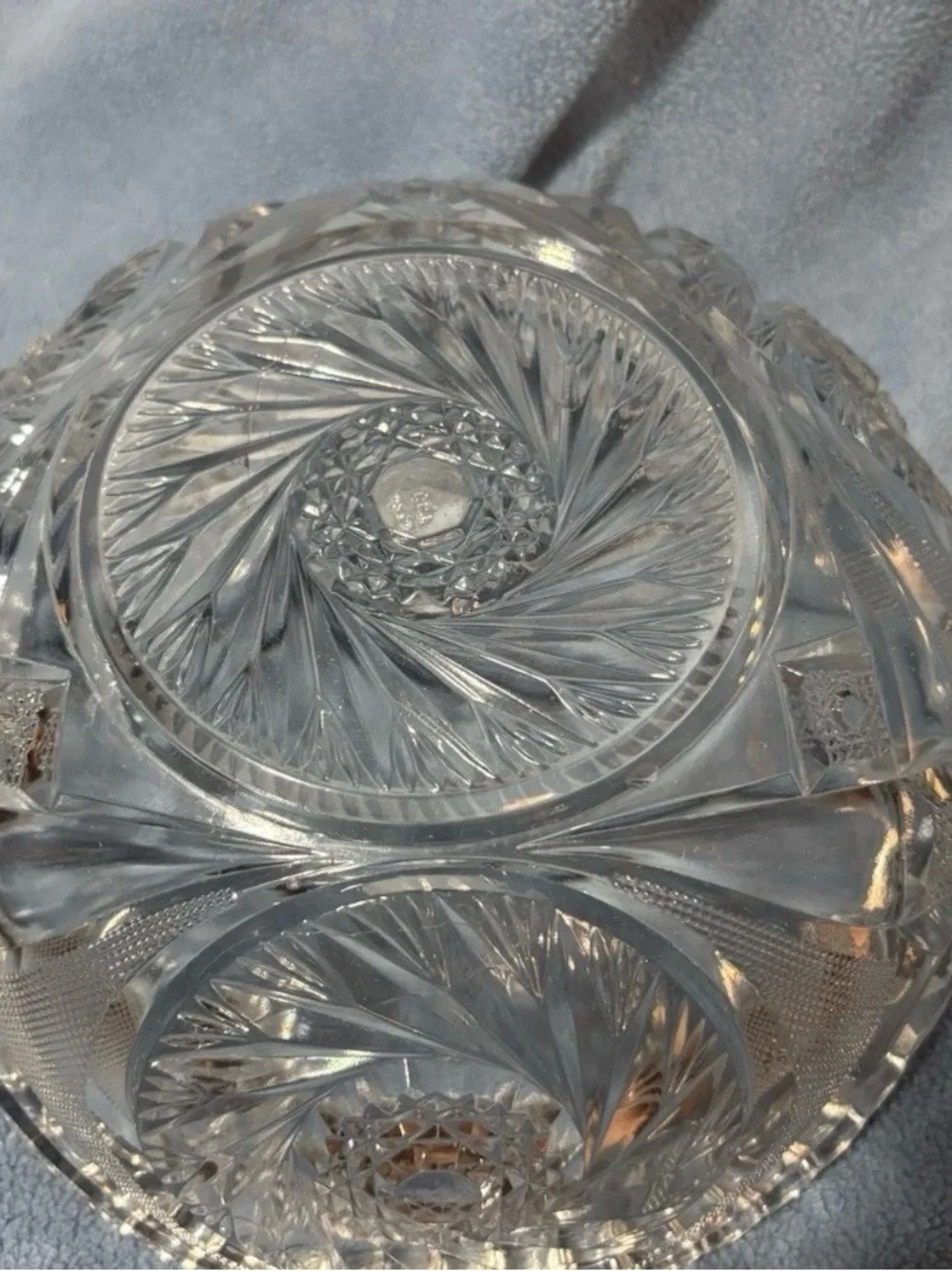 Vintage McKee glass serving bowl with pinwheel design